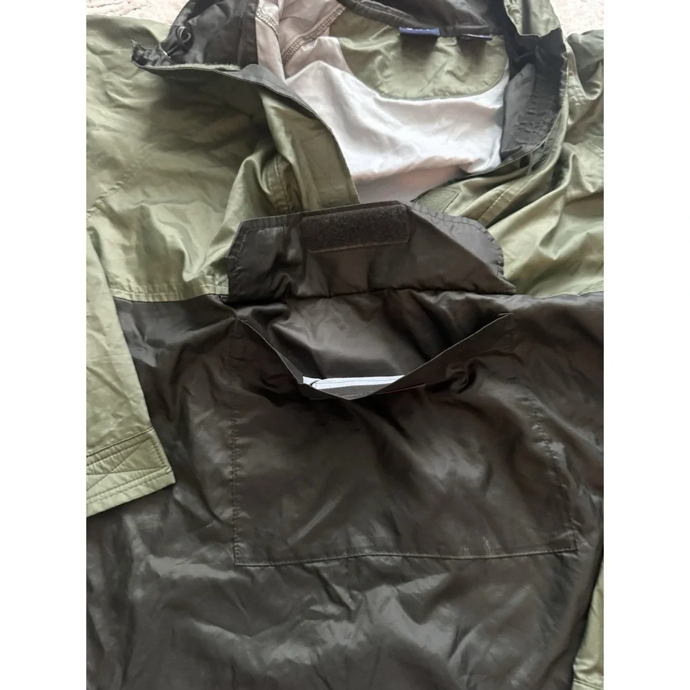 Vintage Gap Anorak Windbreaker Jacket Youth  XXL Olive Black Lined 1/4  Hooded